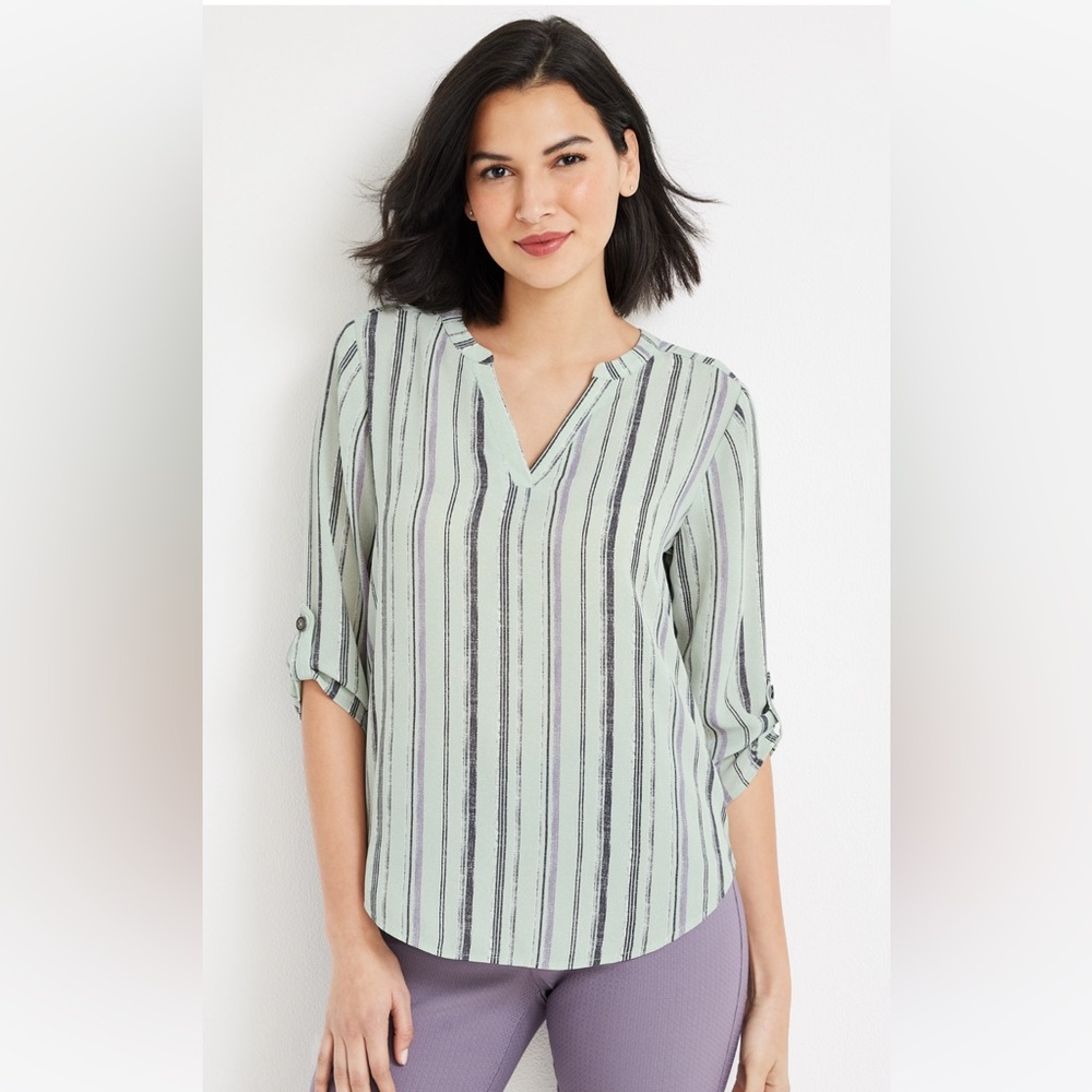 Maurice’s green striped blouse, medium